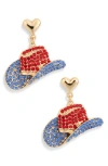 Leith Cowboy Hat Rhinestone Drop Earrings