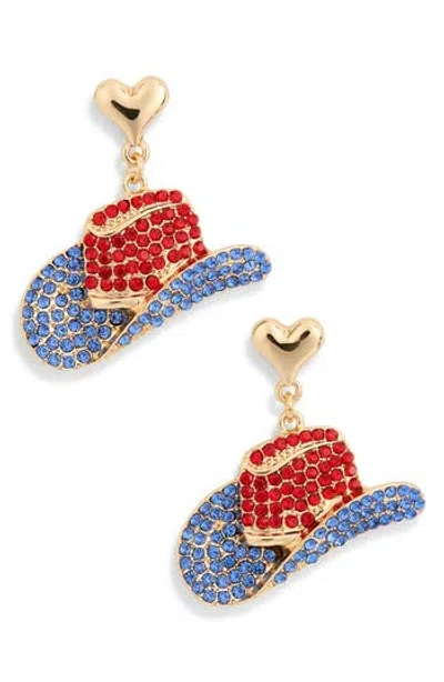 Leith Cowboy Hat Rhinestone Drop Earrings