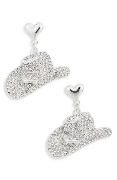 Leith Cowboy Hat Rhinestone Drop Earrings