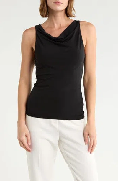 Leith Cowl Neck Sleeveless Knit Top In Black