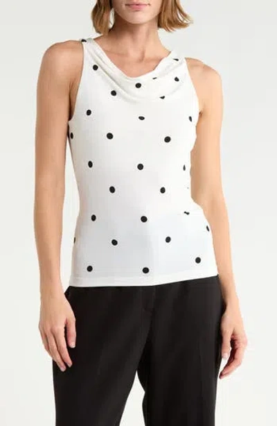 Leith Cowl Neck Sleeveless Knit Top In Ivory- Black Alicia Dot