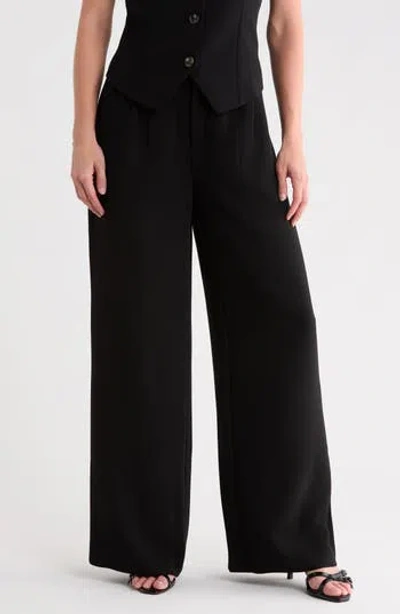 Leith Crepe Wide Leg Trousers In Black