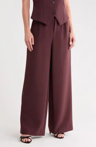 Leith Crepe Wide Leg Trousers In Burgundy