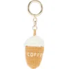 Leith Crochet Coffee Cup Bag Charm In Brown