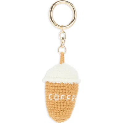 Leith Crochet Coffee Cup Bag Charm In Brown