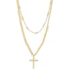 Leith Cross Pendant Layered Necklace In Gold
