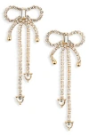 Leith Crystal Bow Drop Earrings In Gold