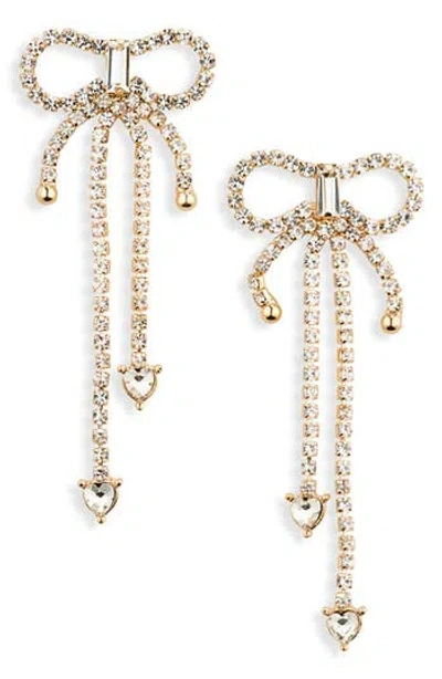 Leith Crystal Bow Drop Earrings In Gold