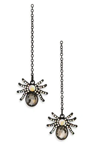 Leith Crystal Spider Linear Drop Earrings In Black