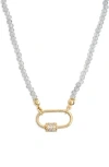 Leith Cubic Zirconia & Crystal Beaded Carabiner Necklace