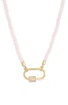 Leith Cubic Zirconia & Crystal Beaded Carabiner Necklace