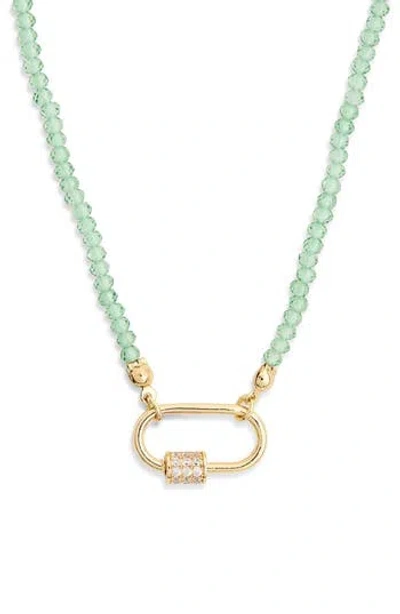 Leith Cubic Zirconia & Crystal Beaded Carabiner Necklace