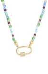 Leith Cubic Zirconia & Crystal Beaded Carabiner Necklace