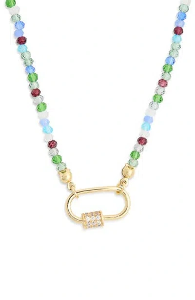 Leith Cubic Zirconia & Crystal Beaded Carabiner Necklace