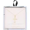 Leith Cubic Zirconia Bezel Cross Pendant Necklace In Gold