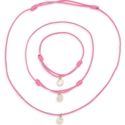Leith Cubic Zirconia Cord Necklace, Bracelet & Anklet Set In Multi