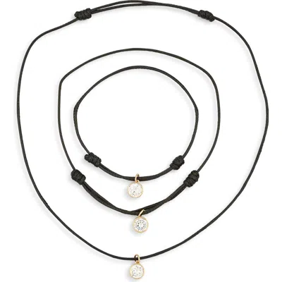 Leith Cubic Zirconia Cord Necklace, Bracelet & Anklet Set In Multi