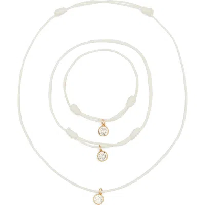 Leith Cubic Zirconia Cord Necklace, Bracelet & Anklet Set In Multi