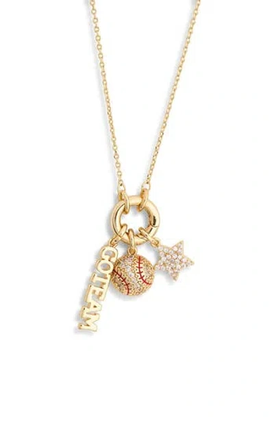 Leith Cubic Zirconia Go Team Baseball Charm Necklace