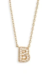 Leith Cubic Zirconia Initial Pendant Necklace In B- Clear- Gold