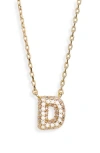 Leith Cubic Zirconia Initial Pendant Necklace In D- Clear- Gold