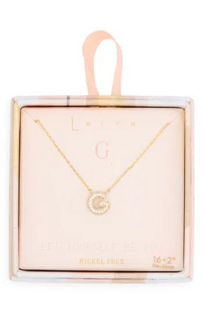 Leith Cubic Zirconia Initial Pendant Necklace In G- Clear- Gold