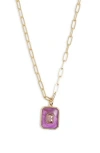 Leith Cubic Zirconia Inlay Stone Pendant Necklace In Gray