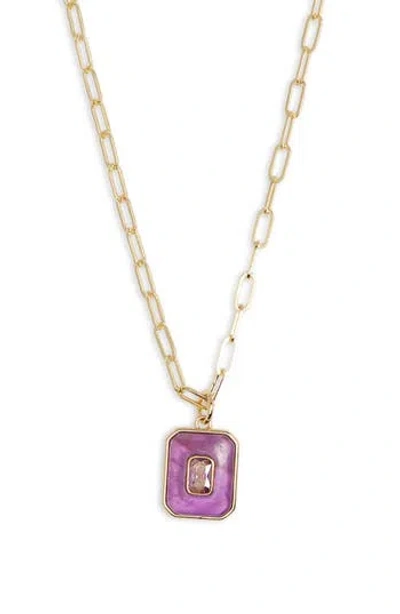 Leith Cubic Zirconia Inlay Stone Pendant Necklace In Gray