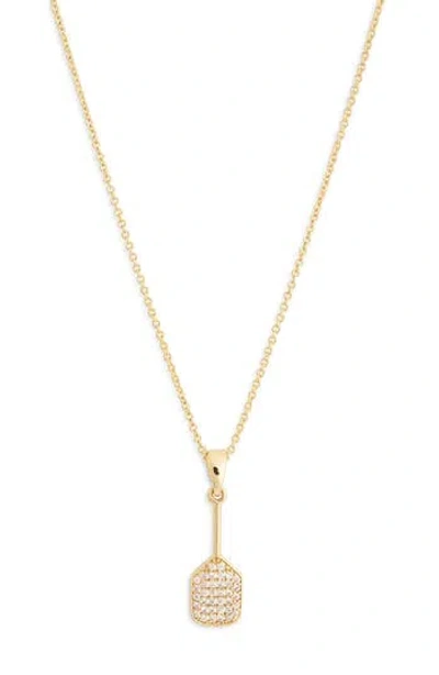 Leith Cubic Zirconia Pickleball Racket Pendant Necklace In Gold