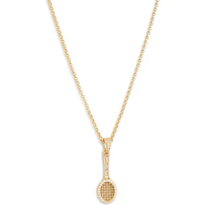 Leith Cubic Zirconia Tennis Racket Pendant Necklace In Gold
