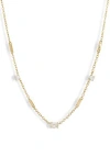 Leith Cz Station Necklace In Clear- Gold