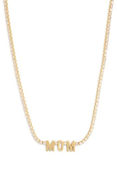 Leith Demi-fine Cubic Zirconia Mom Pendant Necklace In Clear- Gold