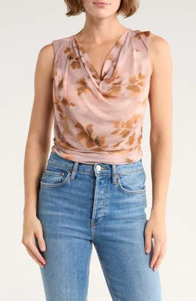 Leith Drape Front Mesh Top In Multi