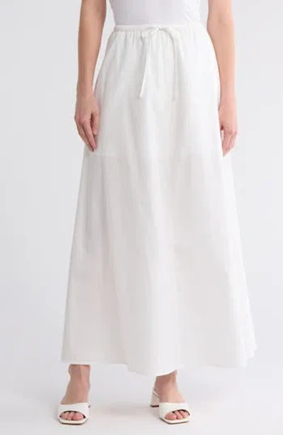 Leith Drawstring Waist Cotton Poplin Maxi Skirt In White