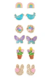 Leith Easter Butterfly 6-pack Assorted Earrings In Pink