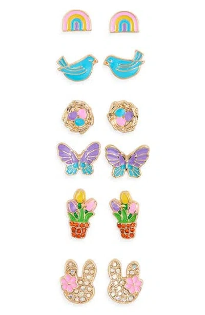 Leith Easter Butterfly 6-pack Assorted Earrings In Pink