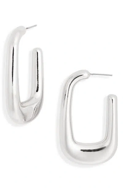 Leith Elongated Hoop Earrings In Silver