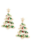 Leith Embellished Christmas Tree Drop Earrings In Gold