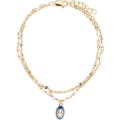 Leith Enamel Bezel Pendant Bracelet In Gold
