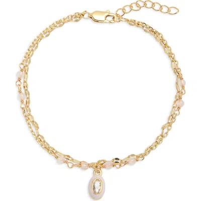 Leith Enamel Bezel Pendant Bracelet In Gold