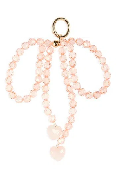 Leith Faceted Beaded Bow Bag Charm In Brown