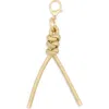Leith Faux Leather Knot Bag Charm In Gold