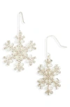 Leith Faux Pearl & Crystal Snowflake Drop Earrings In Brown