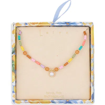 Leith Faux Pearl Charm Beaded Necklace In Multi