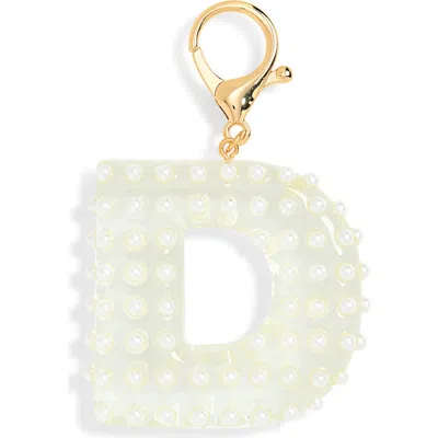 Leith Faux Pearl Initial Bag Charm In White