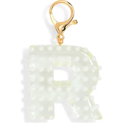 Leith Faux Pearl Initial Bag Charm In White