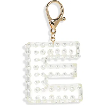 Leith Faux Pearl Initial Bag Charm In White
