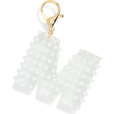 Leith Faux Pearl Initial Bag Charm In White