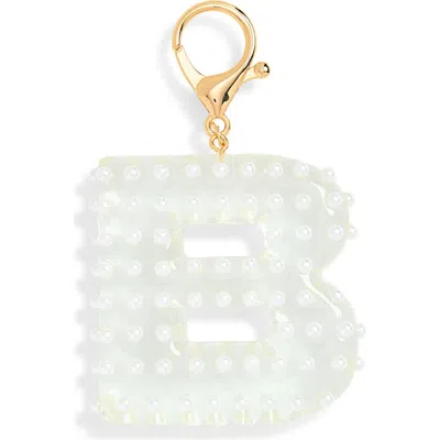 Leith Faux Pearl Initial Bag Charm In White