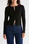 Leith Fitted Button Front Cardigan In Black